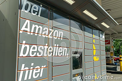 Amazon locker. Order from Amazon and pick up here. Berlin, Germany Editorial Stock Photo