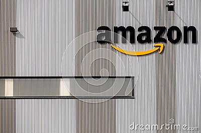 Amazon logo in logistic centre Editorial Stock Photo