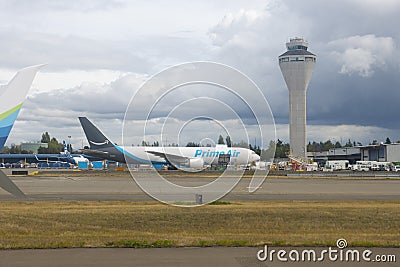 Amazon Prime Air Boeing B767 at Seattle Airport, USA Editorial Stock Photo