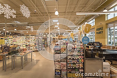 Amazon Prime logo inside Whole Foods store near Dallas, Texas, U Editorial Stock Photo