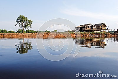Amazon rainforest: Settlement on the shore of Amazon River near Manaus, Brazil South America Stock Photo