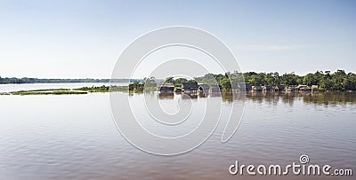 Amazonas landscape. Typical indian tribes settlement in Amazon Stock Photo