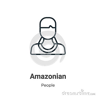 Amazonian outline vector icon. Thin line black amazonian icon, flat vector simple element illustration from editable people Vector Illustration