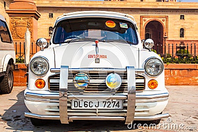 AMBASSADOR is one of oldest model of Indian Car still produced by HINDUSTAN MOTORS. It is a replica of MORRIS OXFORD model - at Editorial Stock Photo