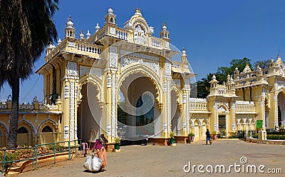Main entrance gate Mysore palace Editorial Stock Photo