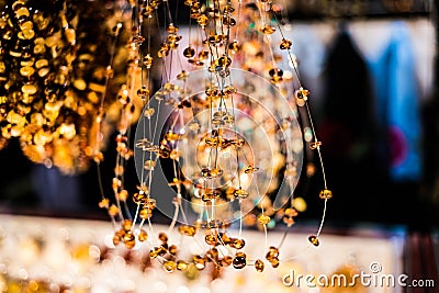 Amber bracelets on market Stock Photo