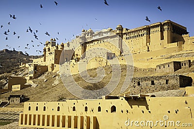 Amber Fort Glowing in the Sun Stock Photo