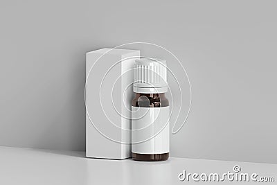 Amber Glass Medicine Bottle with Empty Label 3D Rendering Stock Photo