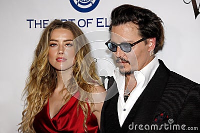 Amber Heard and Johnny Depp Editorial Stock Photo