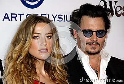 Amber Heard and Johnny Depp Editorial Stock Photo