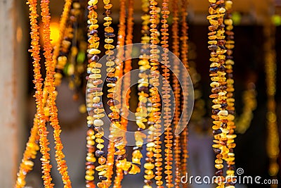 Amber necklaces Stock Photo