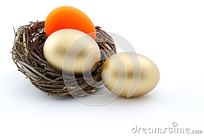 Amber red nest egg threatens investment stability Stock Photo