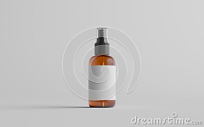 Amber Spray Bottle Mockup - One Bottle. Blank Label. 3D Illustration Stock Photo