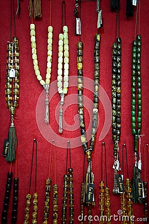 Amber worry bead necklaces Stock Photo