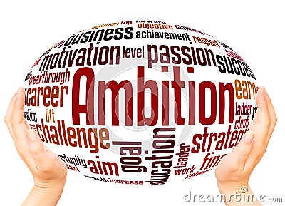 Ambition word cloud hand sphere concept Stock Photo