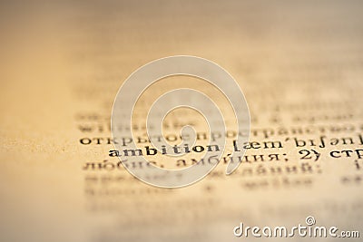 ambition word dictionary Stock Photo