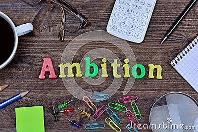 Ambition word on table Stock Photo