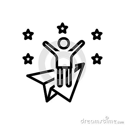 Black line icon for Ambitious, joyful and wishful Stock Photo