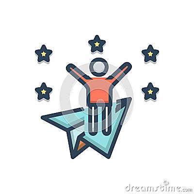 Color illustration icon for Ambitious, joyful and wishful Cartoon Illustration