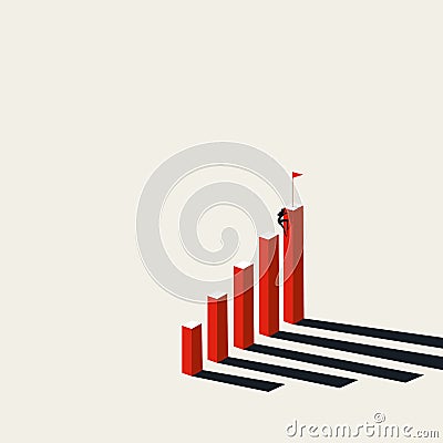 Ambitious woman climbing up career ladder vector concept. Success for businesswoman, new opportunity Cartoon Illustration