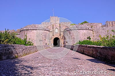 The Amboise Gate to ancient Rhodes Stock Photo