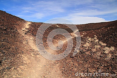 Amboy Crater Hiking Stock Photo
