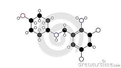 ambroxol molecule, structural chemical formula, ball-and-stick model, isolated image mucolytic agent Stock Photo