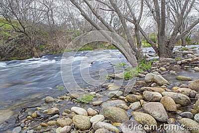 Ambroz River as it passes through Abadia, Caceres, Spain Stock Photo