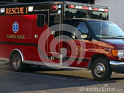 Rescue Ambulance in the Evening Stock Photo