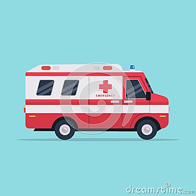 Ambulance car isolated on background. Vector Illustration