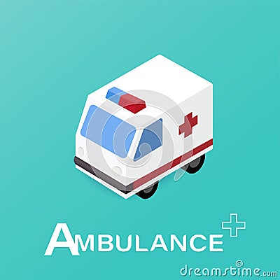 Ambulance car isometric Vector Illustration