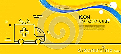 Ambulance car line icon. Medical emergency transport sign. Minimal line yellow banner. Vector Vector Illustration