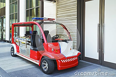 Ambulance car for medical care at beaches,pedestrian paths and other places inaccessible to big cars. Dubai, UAE Stock Photo