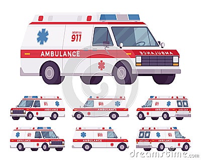 Ambulance car rescue set Vector Illustration