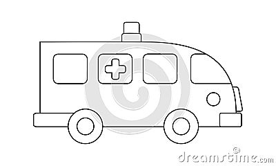 Ambulance coloring book transportation to educate kids. Learn colors pages Vector Illustration