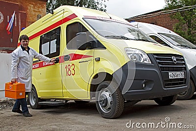 Ambulance doctor at work on Emergency service Editorial Stock Photo