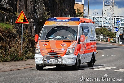 Ambulance on Emergency Call Editorial Stock Photo