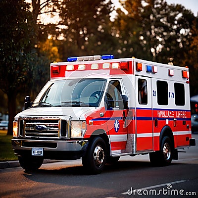 Ambulance, emergency response vehicle to take medical victims to hospital Stock Photo