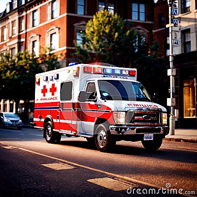 Ambulance, emergency response vehicle to take medical victims to hospital Stock Photo