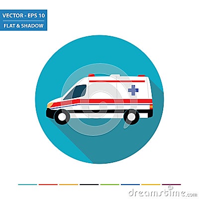 Ambulance flat icon Vector Illustration