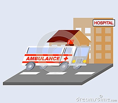 Ambulance Flat Skew Icon Vector Illustration