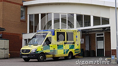 Ambulance at a Hospital Entrance in England Editorial Stock Photo