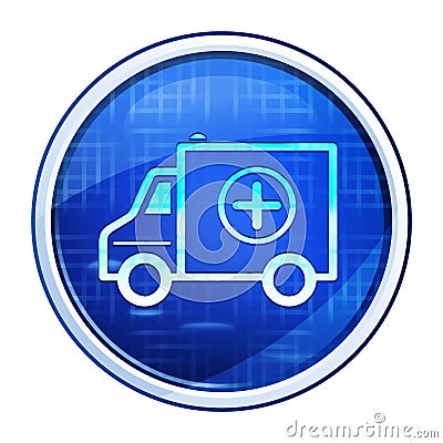 Ambulance icon futuristic blue round button vector illustration Cartoon Illustration