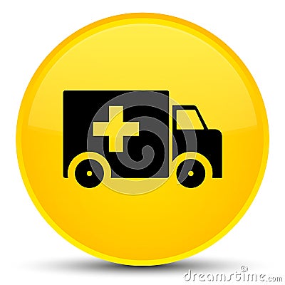 Ambulance icon special yellow round button Cartoon Illustration