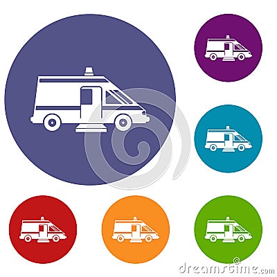 Ambulance icons set Vector Illustration