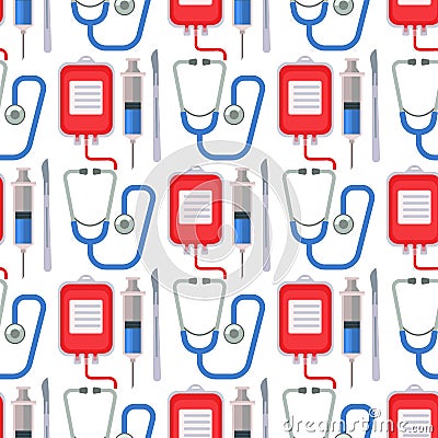 Ambulance seamless pattern background vector medicine health emergency hospital symbols illustration. Vector Illustration