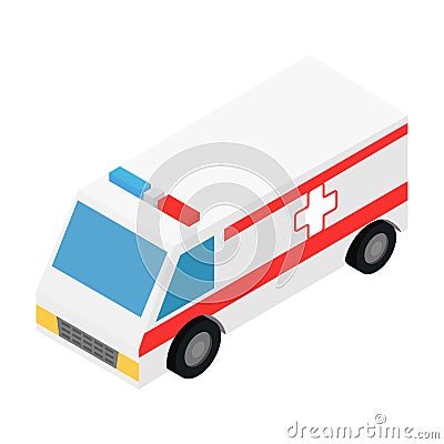 Ambulance isometric 3d icon Vector Illustration