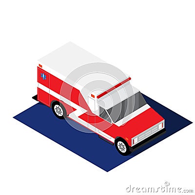 Ambulance isometric vector illustration Vector Illustration