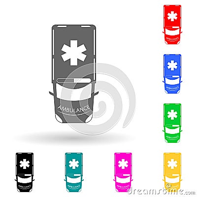 Ambulance multi color style icon. Simple glyph, flat vector of transport view from above icons for ui and ux, website or mobile Stock Photo