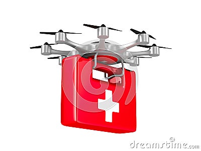 ambulance octocopter on white background. Isolated 3d illustration Cartoon Illustration